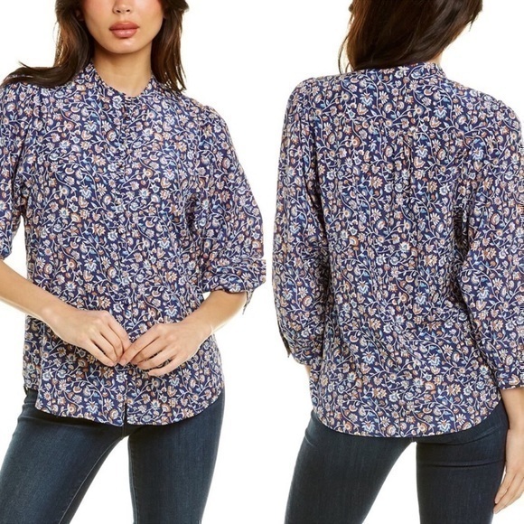 J.McLaughlin Floral Print Sherry Silk Blend Blouse Size small - Picture 1 of 9